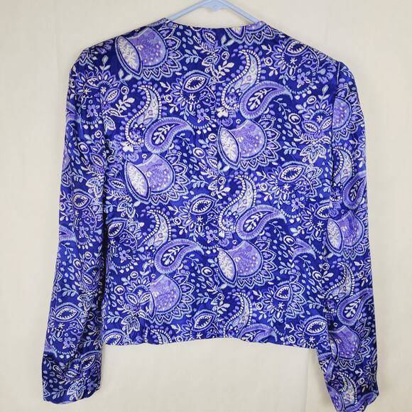 Vintage Adrianna Papell blue floral paisley silk skirt set Size 6 retro maximal - Picture 5 of 16